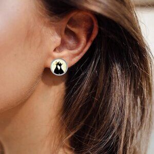 Happy Cats Glass Cabochon Post Earrings
